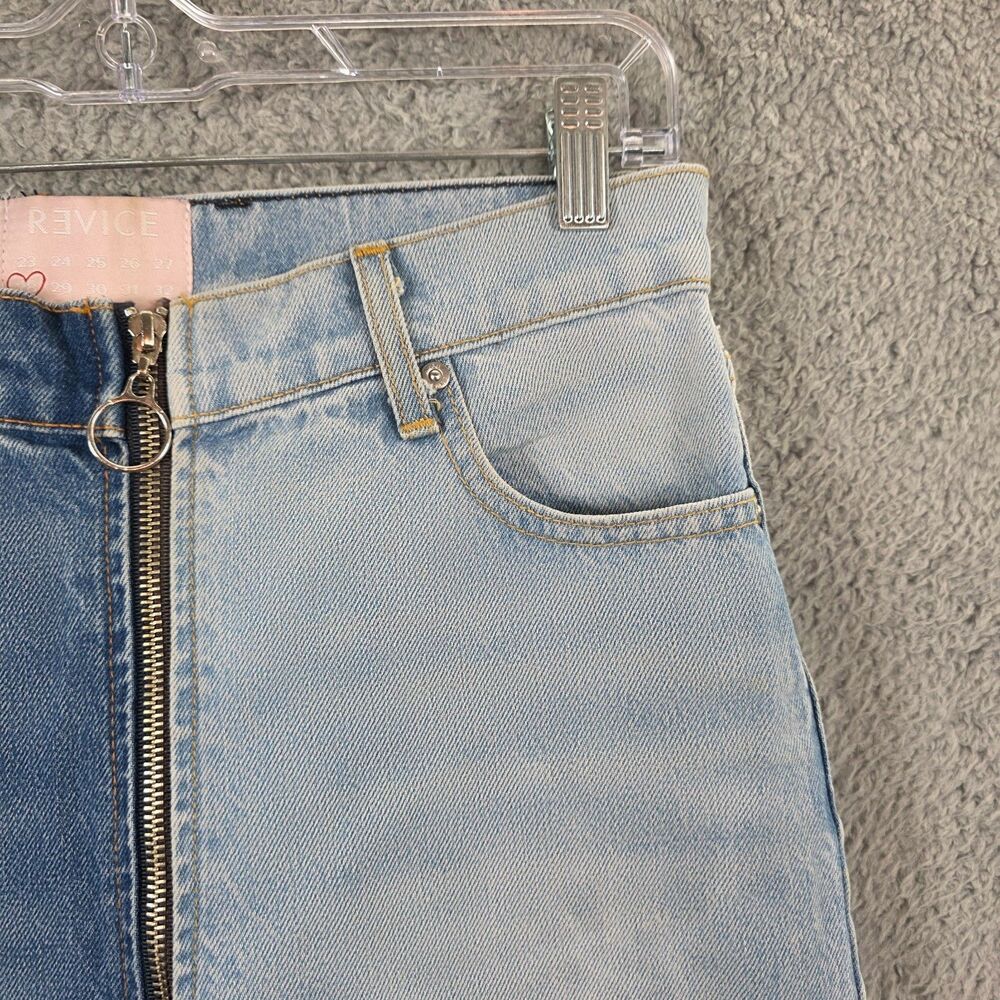 Revice Denim Jeans Yin Yang Crops Size 28 Tokyo Wash Two Tone Blue Zip Detail - Picture 4 of 15